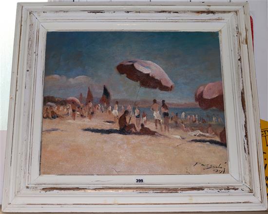 Oil on canvas - beach scene